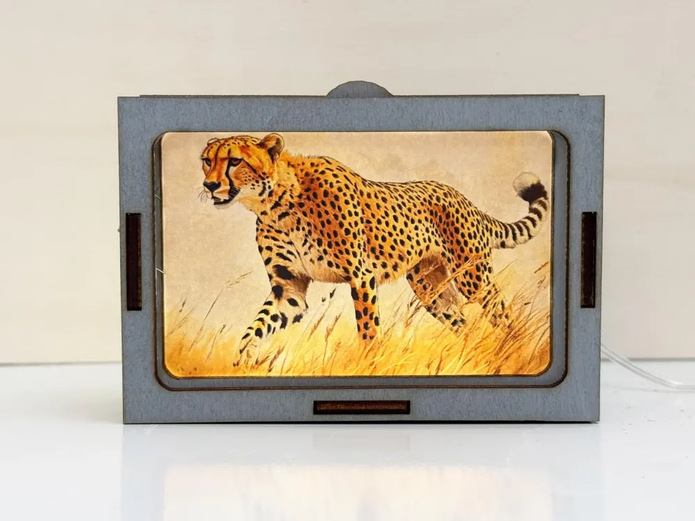 Cheetah In The Grass Night Lamp Lantern — handmade wooden night lamp in natural timber