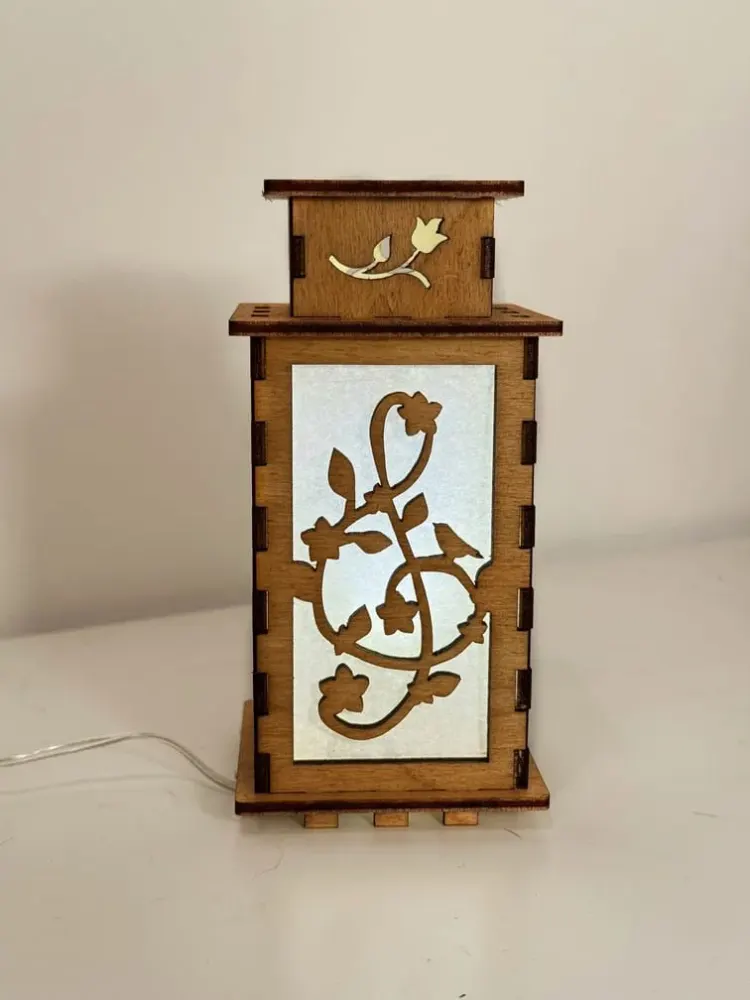 Bird With Music Wooden Art Dog Lamp — handmade wooden night lamp in natural timber