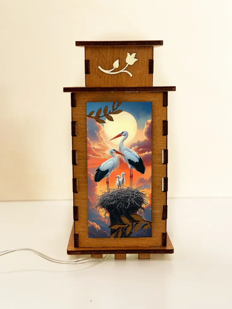 Stork Birds Wooden Night Lamp