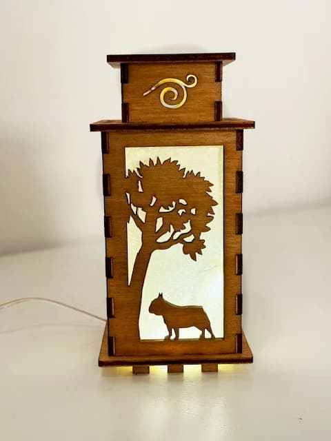 French Bulldog In Park Dog Wooden Night Lamp Lantern