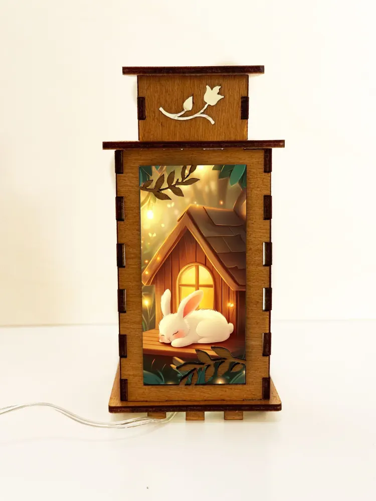Sleeping Bunny Wooden Night Lamp