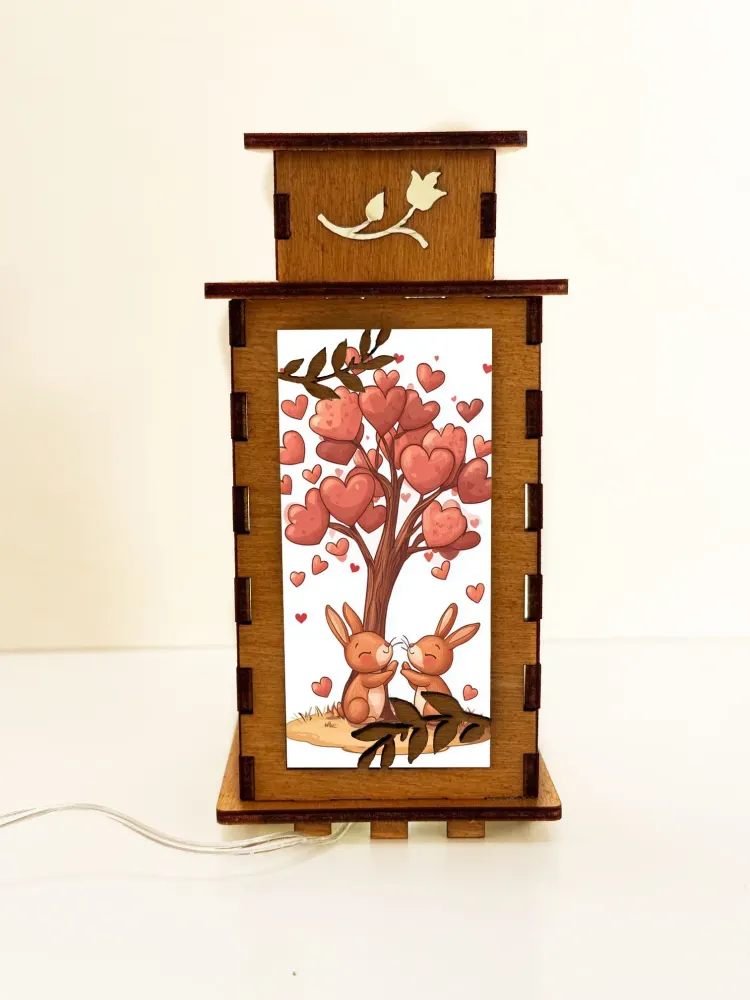 Love Bunny Wooden Night Lamp