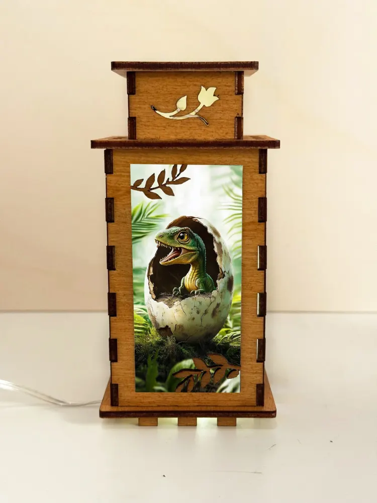 Dinosaur Egg Wooden Night Lamp