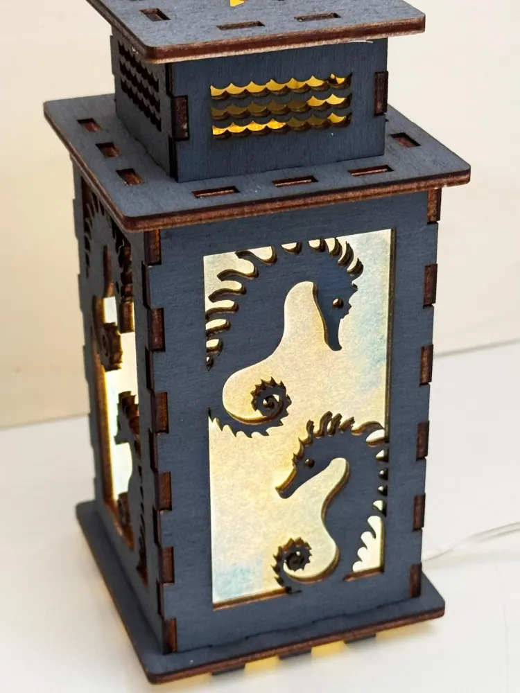 Seahorse Ocean Night Lamp Lantern | Artisan Wooden Night Lamp | Artiviesta London
