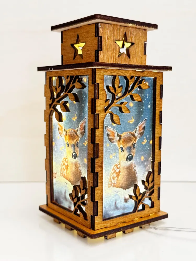 Winter Deer Fawn Forest Night Lamp Lantern