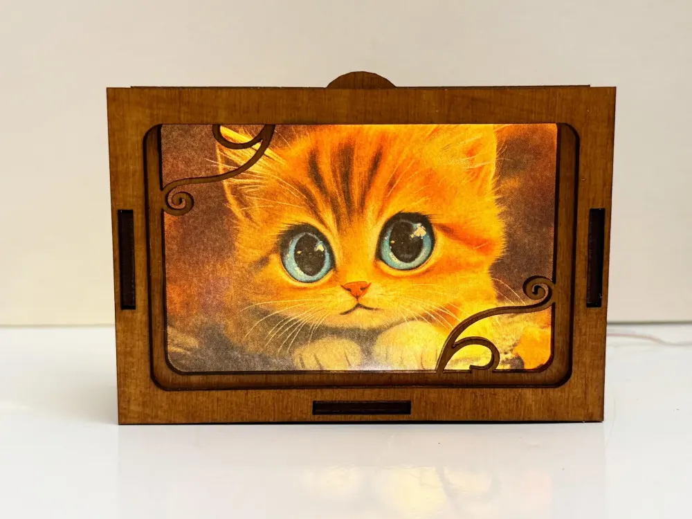 Cute Cat Orange Kitty Night Lamp Lantern-Tabby Cat Animal Glowing Wooden Lamp