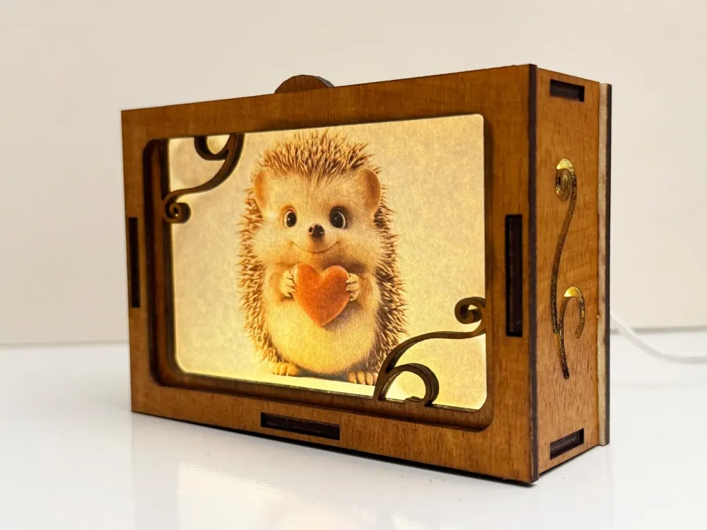 Cute Hedgehog With Hearts Night Lamp Lantern | Artisan Wooden Night Lamp | Artiviesta London