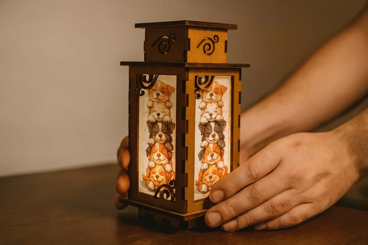 The Faithful Terrier: Precision Tenon Silhouette - Handcrafted Baltic birch night lamp by Artiviesta London