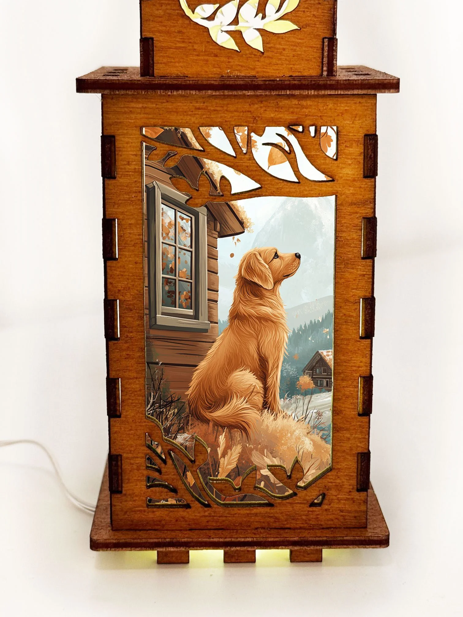 Dog And Cabin - Artiviesta Handmade Wooden Lamp