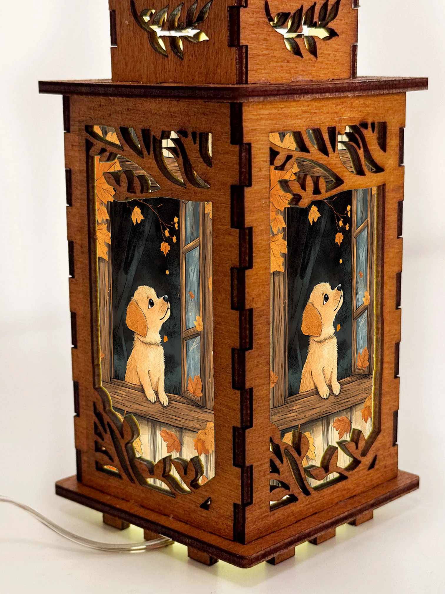 Dog On Window - Artiviesta Handmade Wooden Lamp