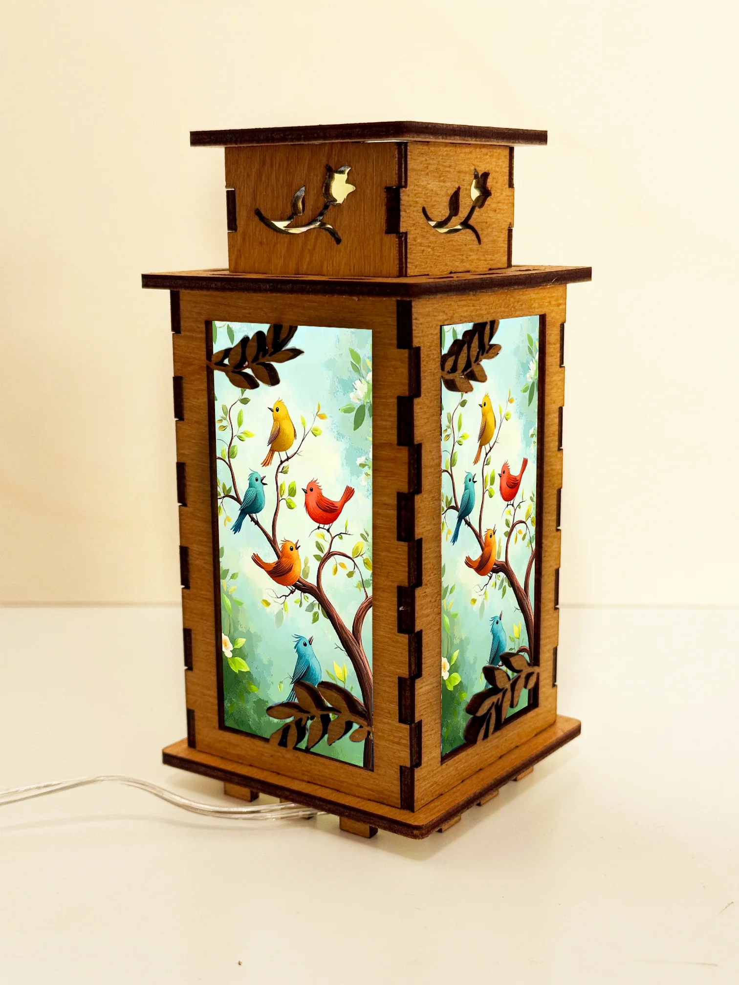 Birds In A Branch - Artiviesta Handmade Wooden Lamp