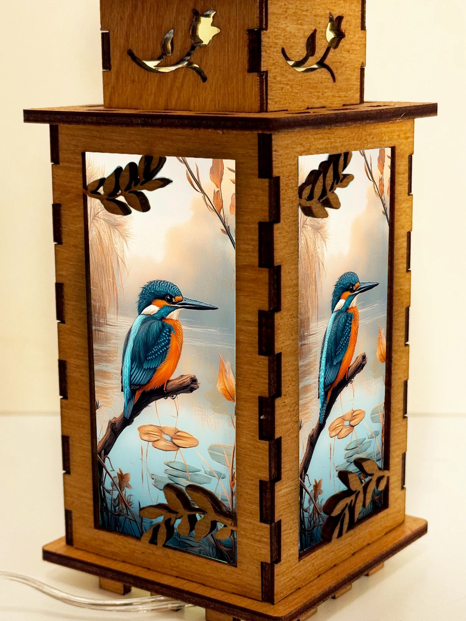 Kingfisher - Artiviesta Handmade Wooden Lamp