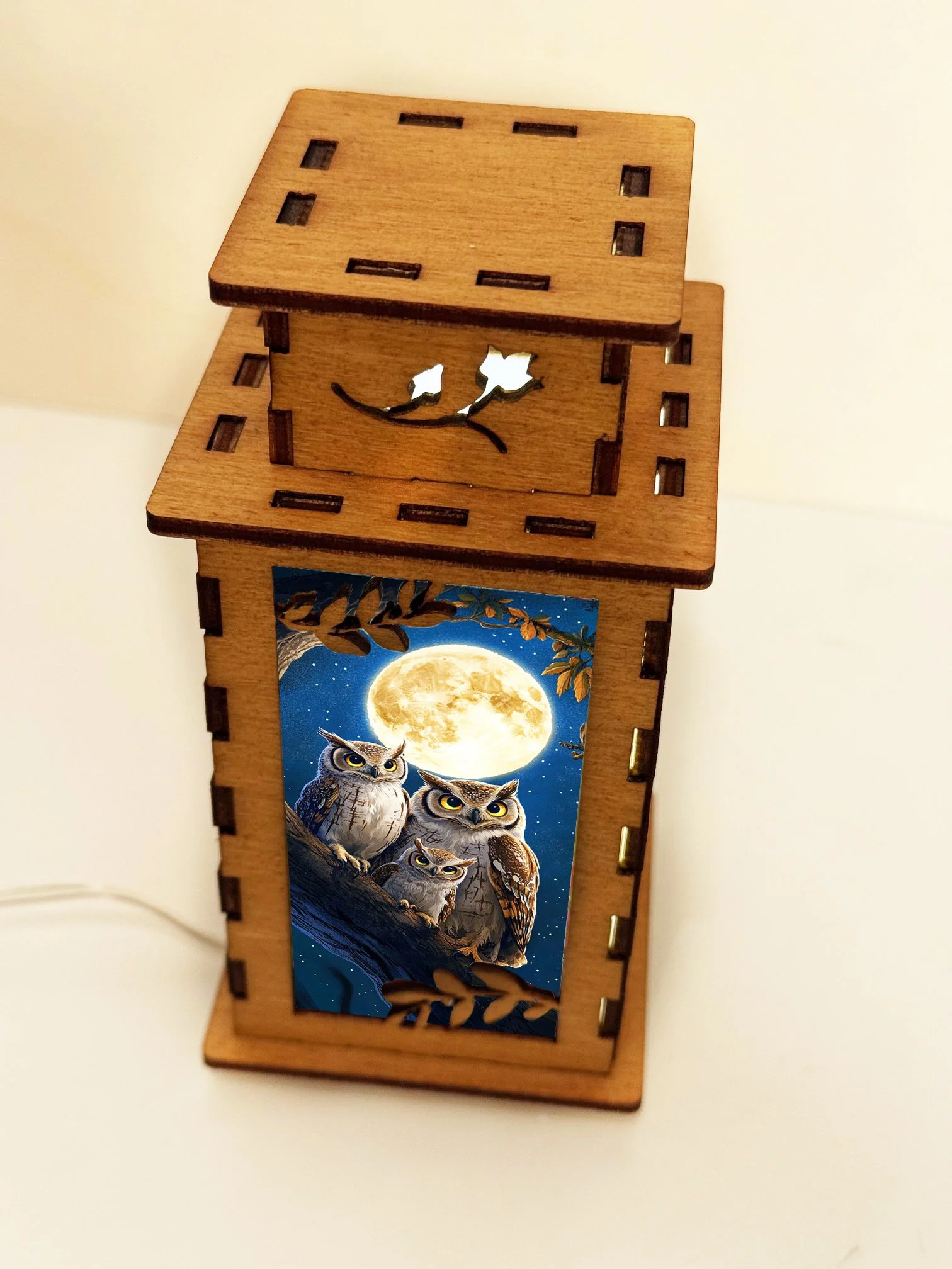 Owls A Branch - Artiviesta Handmade Wooden Lamp