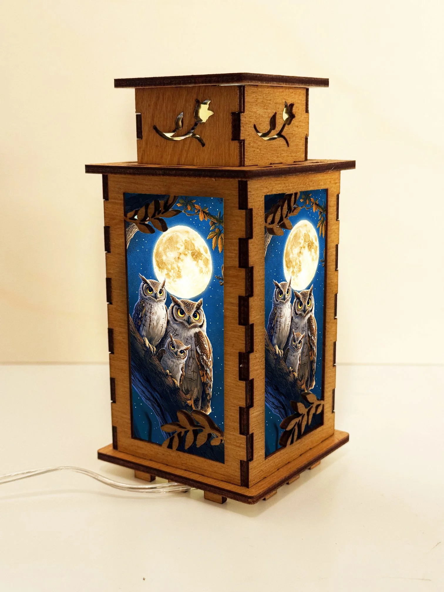 Owls A Branch - Artiviesta Handmade Wooden Lamp