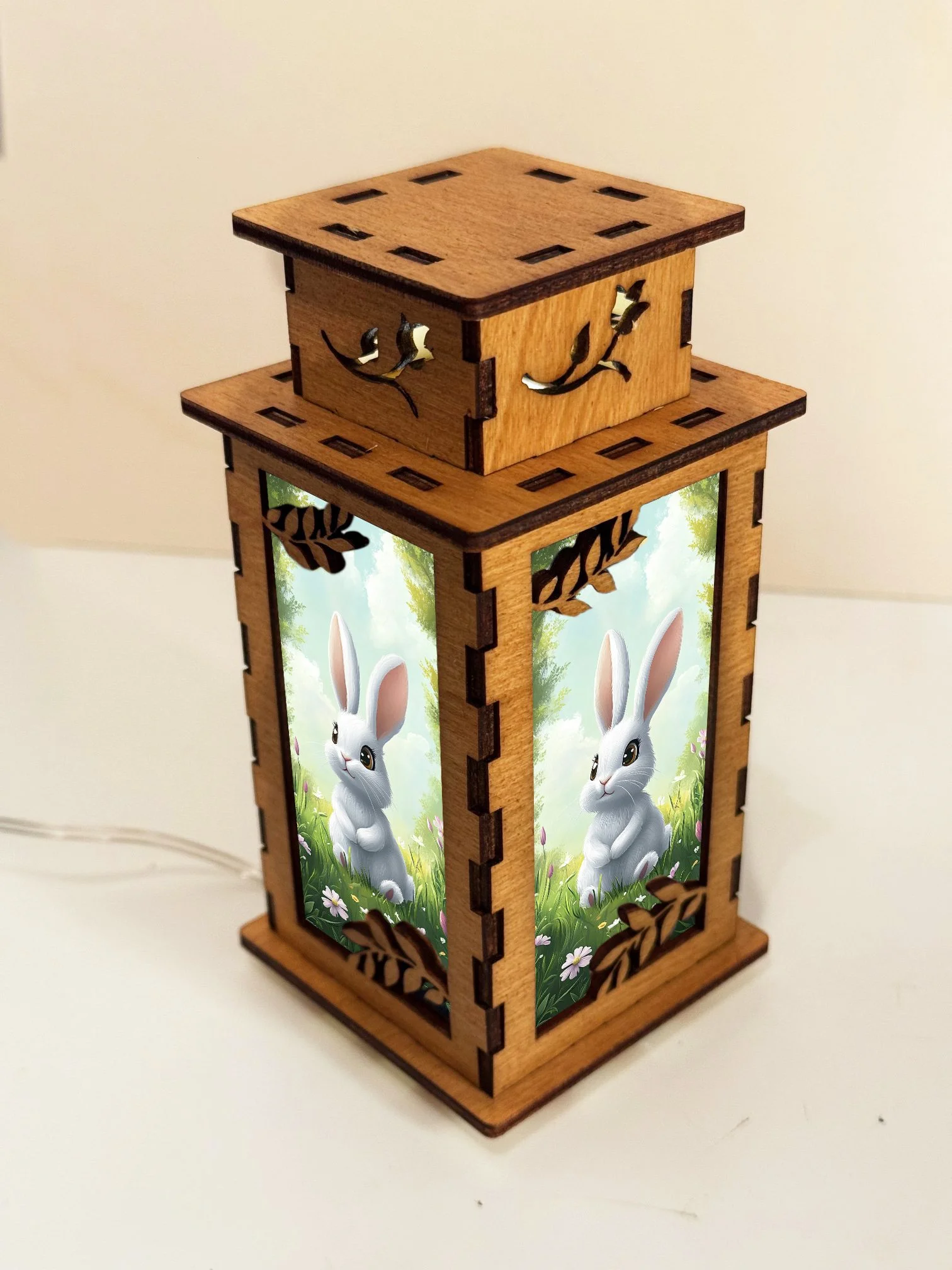 Bunny Meadow - Artiviesta Handmade Wooden Lamp