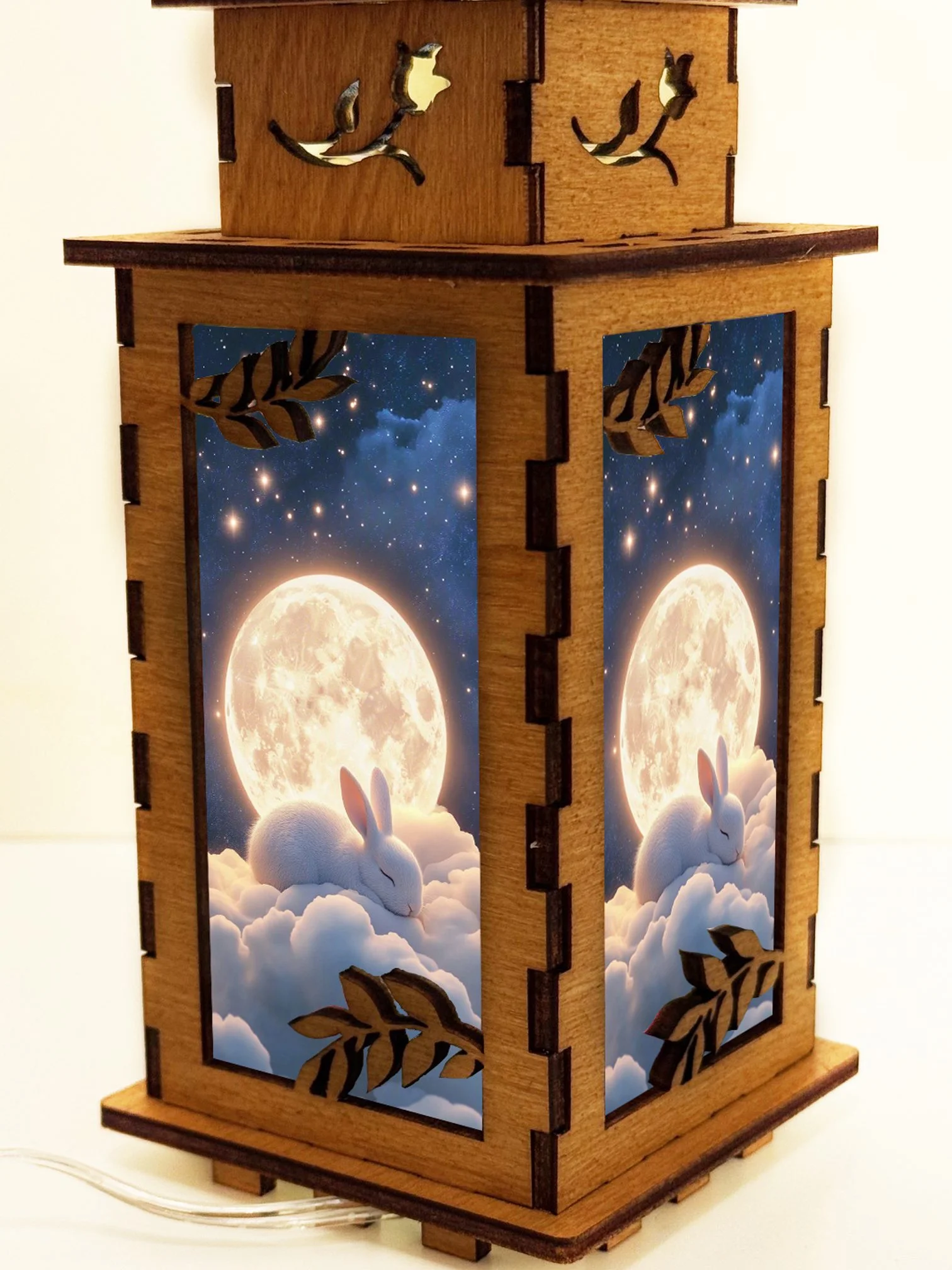 Bunny Moon - Artiviesta Handmade Wooden Lamp
