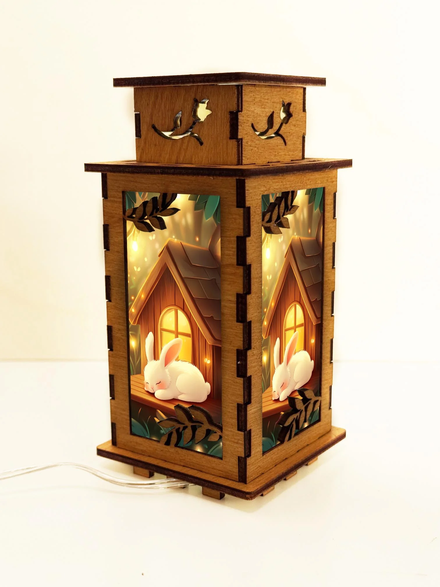 Sleeping Bunny - Artiviesta Handmade Wooden Lamp