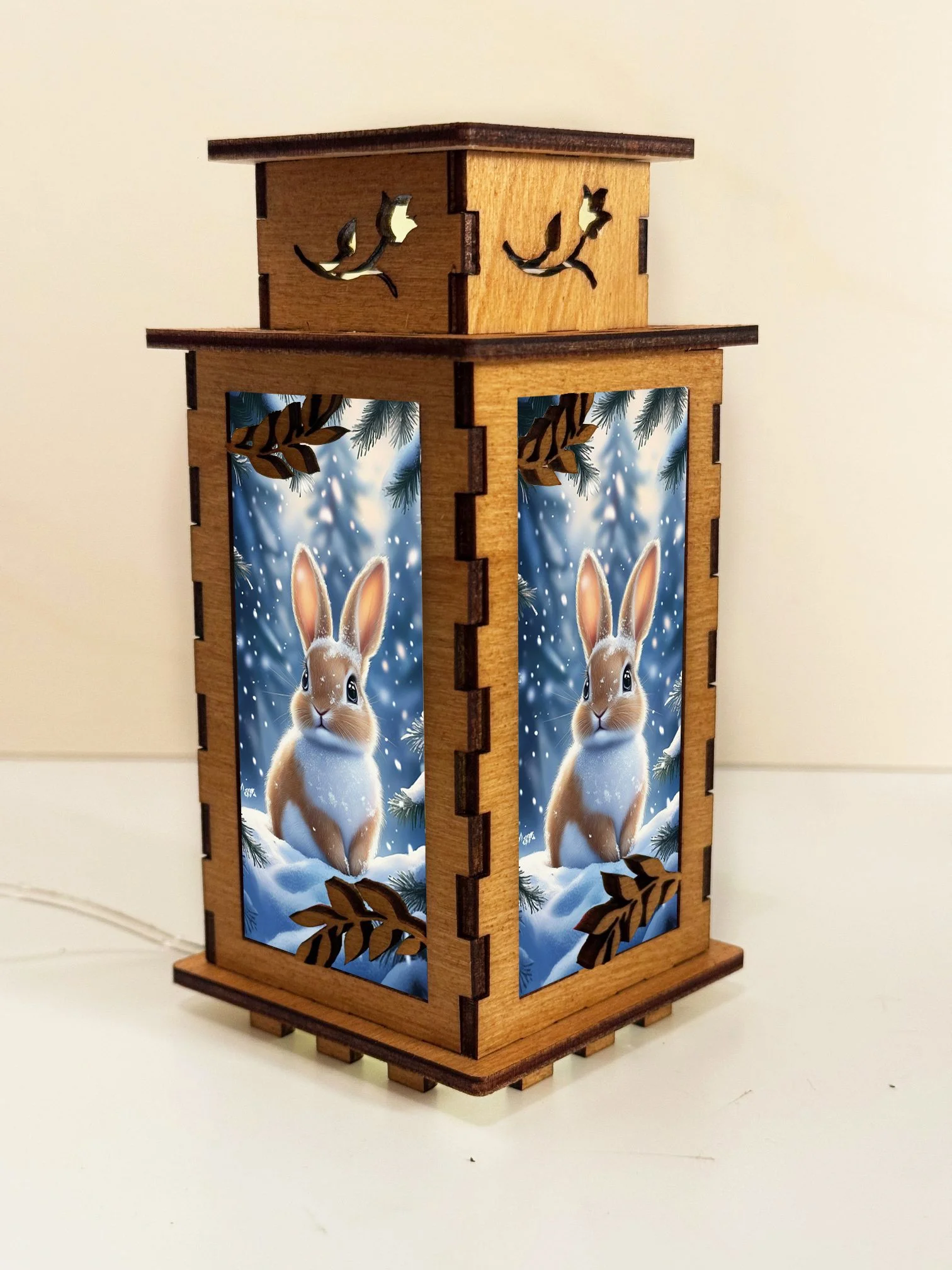 Bunny Winter - Artiviesta Handmade Wooden Lamp