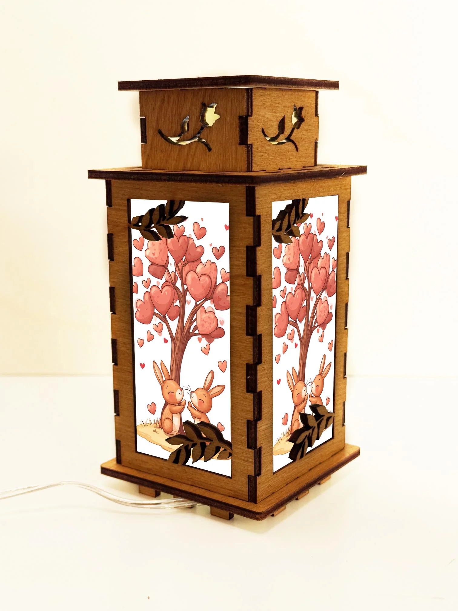 Bunny Love - Artiviesta Handmade Wooden Lamp