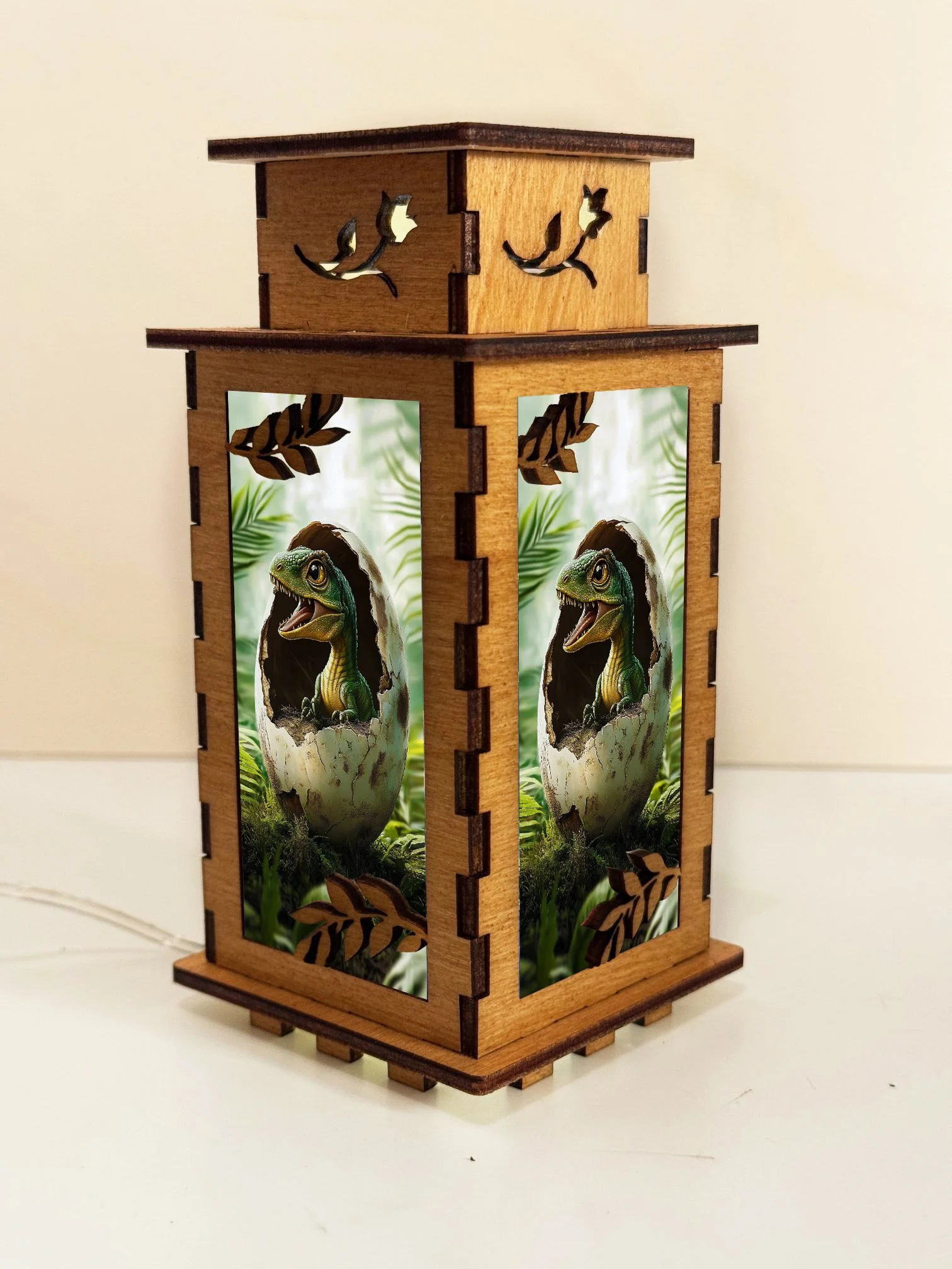 Dinosaur Hatching - Artiviesta Handmade Wooden Lamp