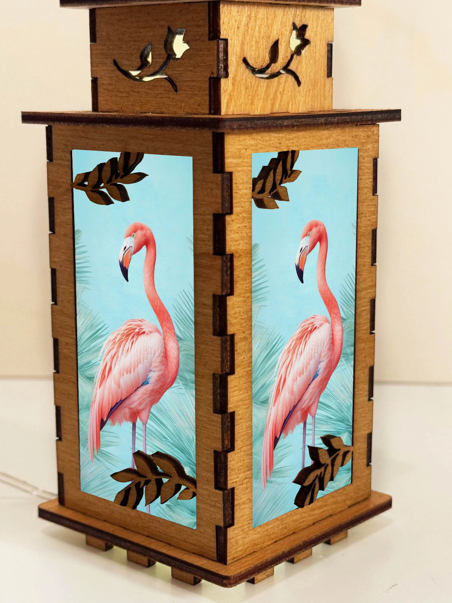 Flamingo Blue - Artiviesta Handmade Wooden Lamp