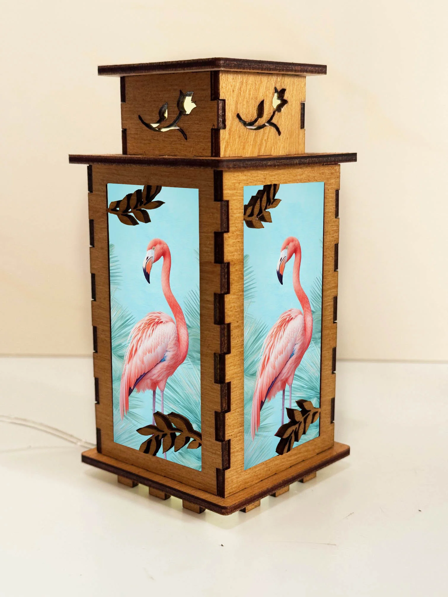 Flamingo Blue - Artiviesta Handmade Wooden Lamp