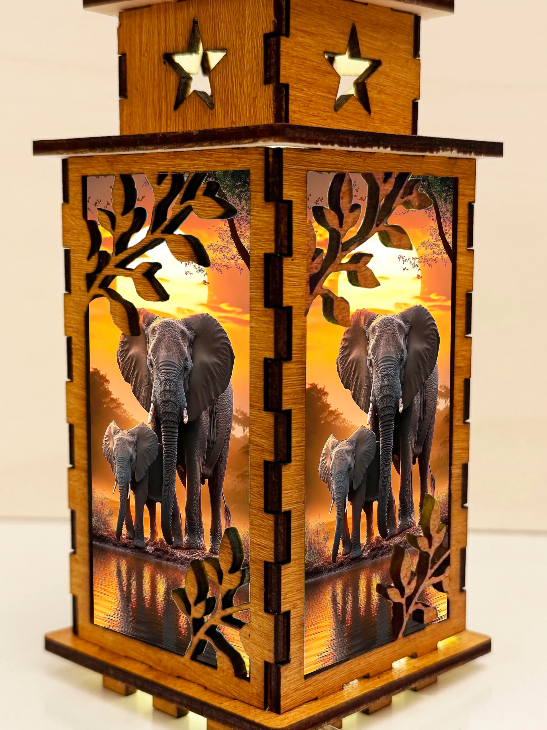 Elephant 3 - Artiviesta Handmade Wooden Lamp