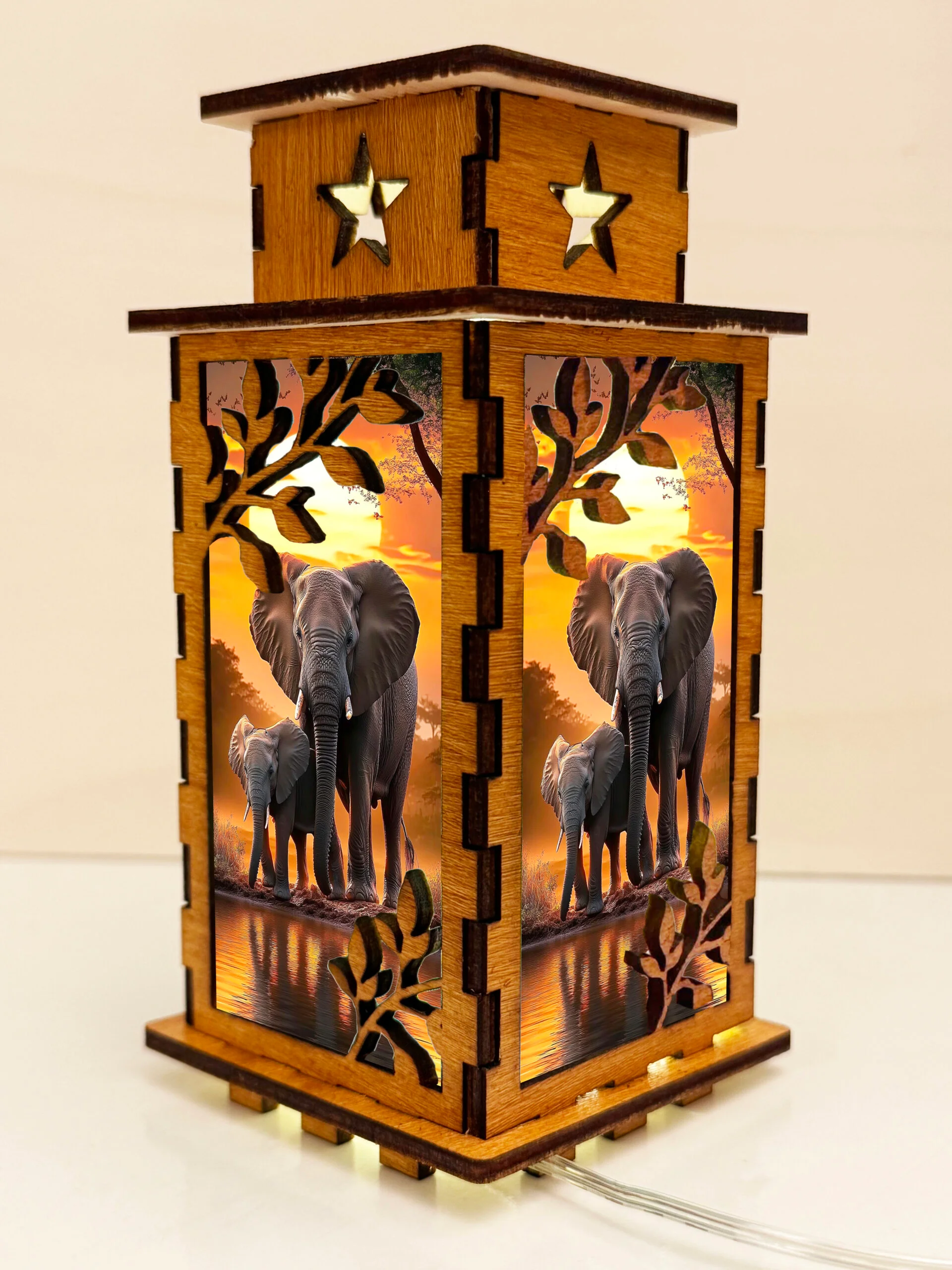 Elephant 2 - Artiviesta Handmade Wooden Lamp