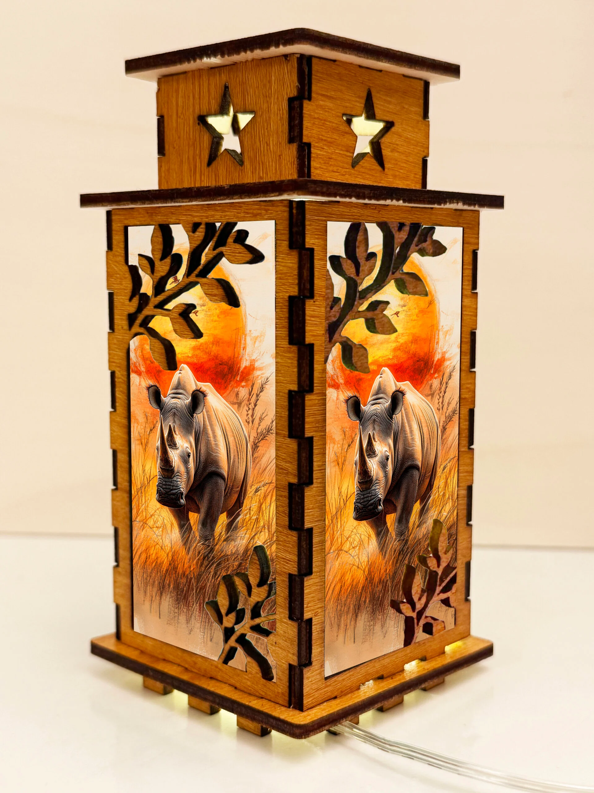 Rhino 3 - Artiviesta Handmade Wooden Lamp