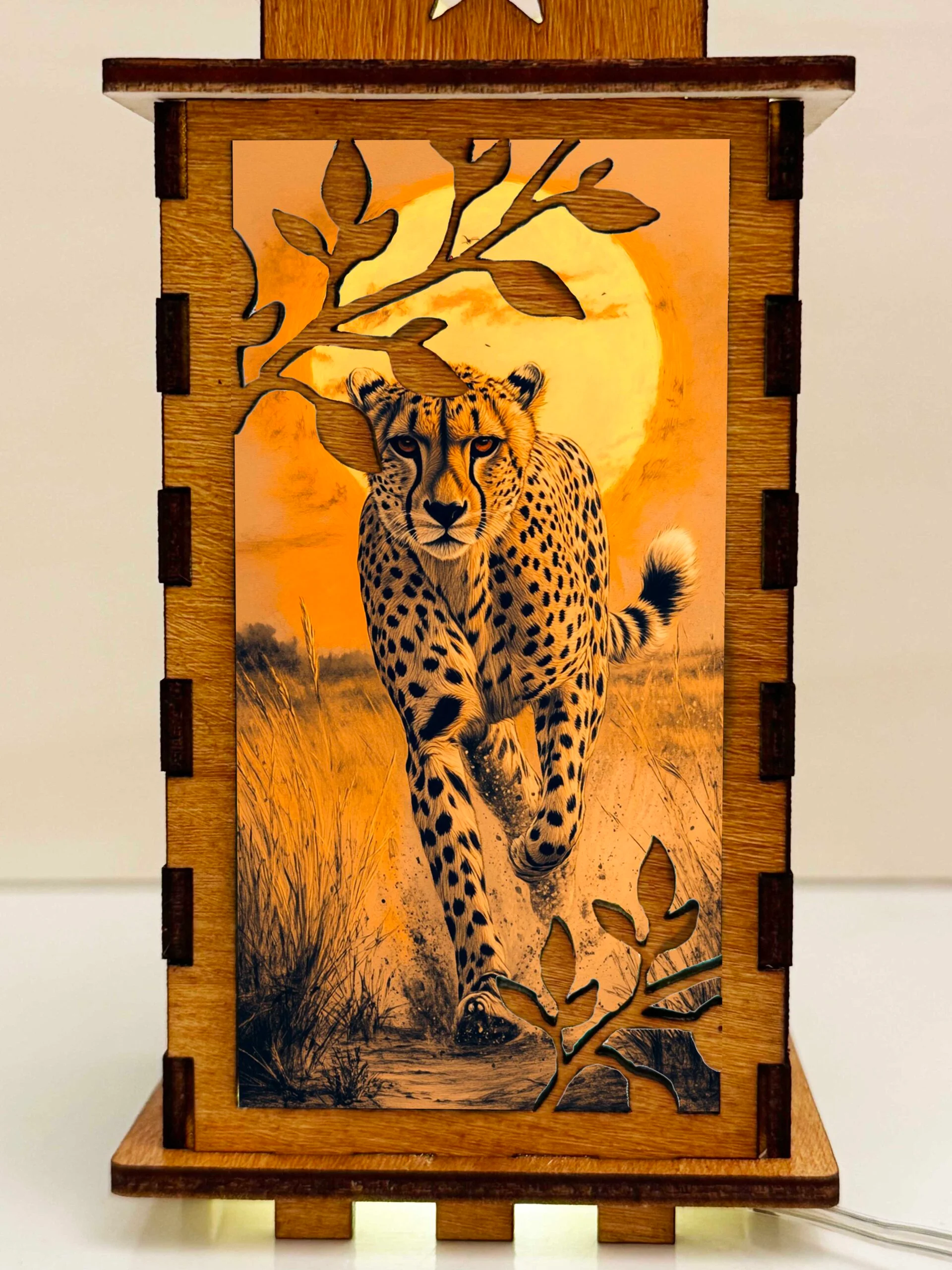 Cheetah Run 2 - Artiviesta Handmade Wooden Lamp