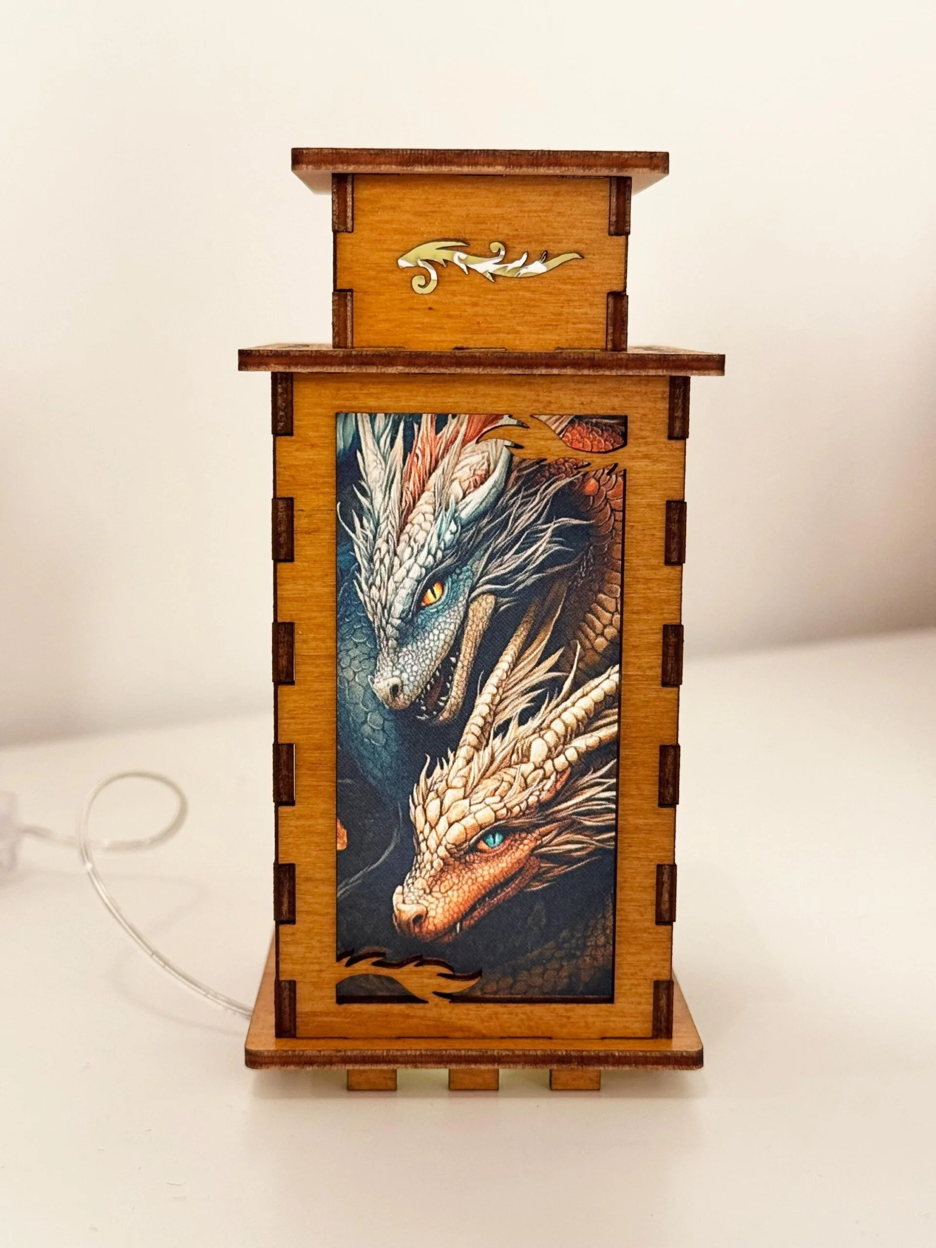 Dragons Fantasy Magic Night Lamp Lantern | Artisan Wooden Night Lamp | Artiviesta London