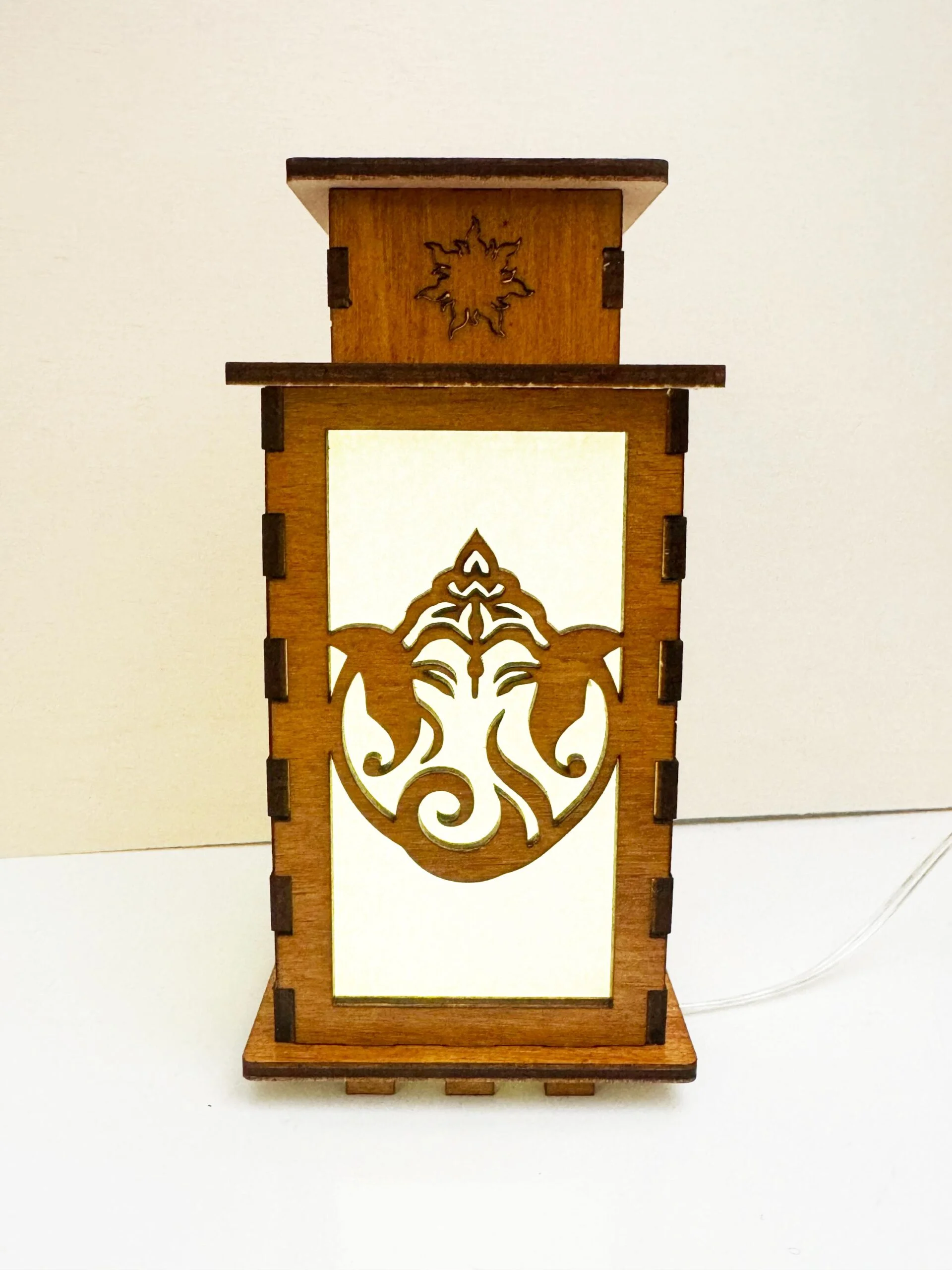 Lord Ganesha Art Night Lamp Lantern | Artisan Wooden Night Lamp | Artiviesta London
