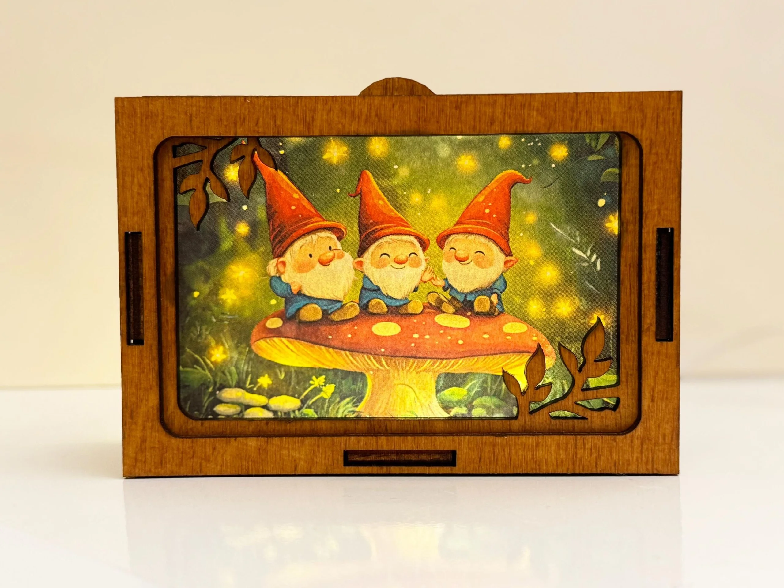 Gnomes Dwarf Magical Mushroom Night Lamp Lantern | Artisan Wooden Night Lamp | Artiviesta London