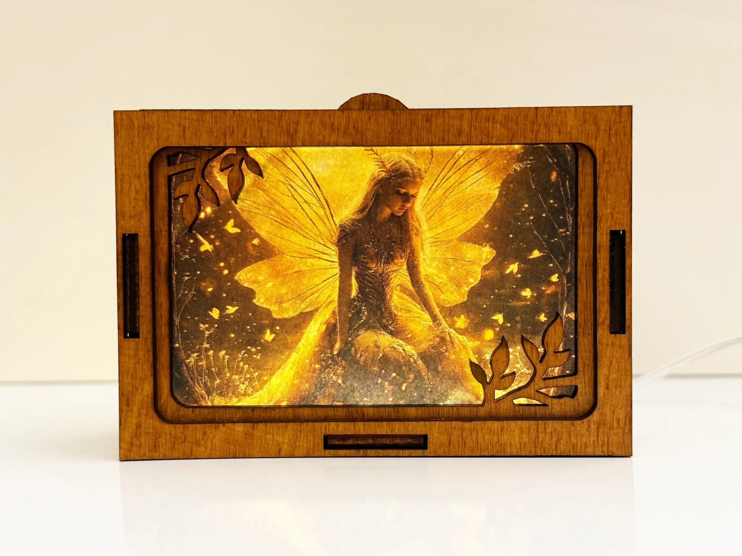 Magical Fairy Golden Night Lamp Lantern | Fantasy Wood Decor | Artiviesta