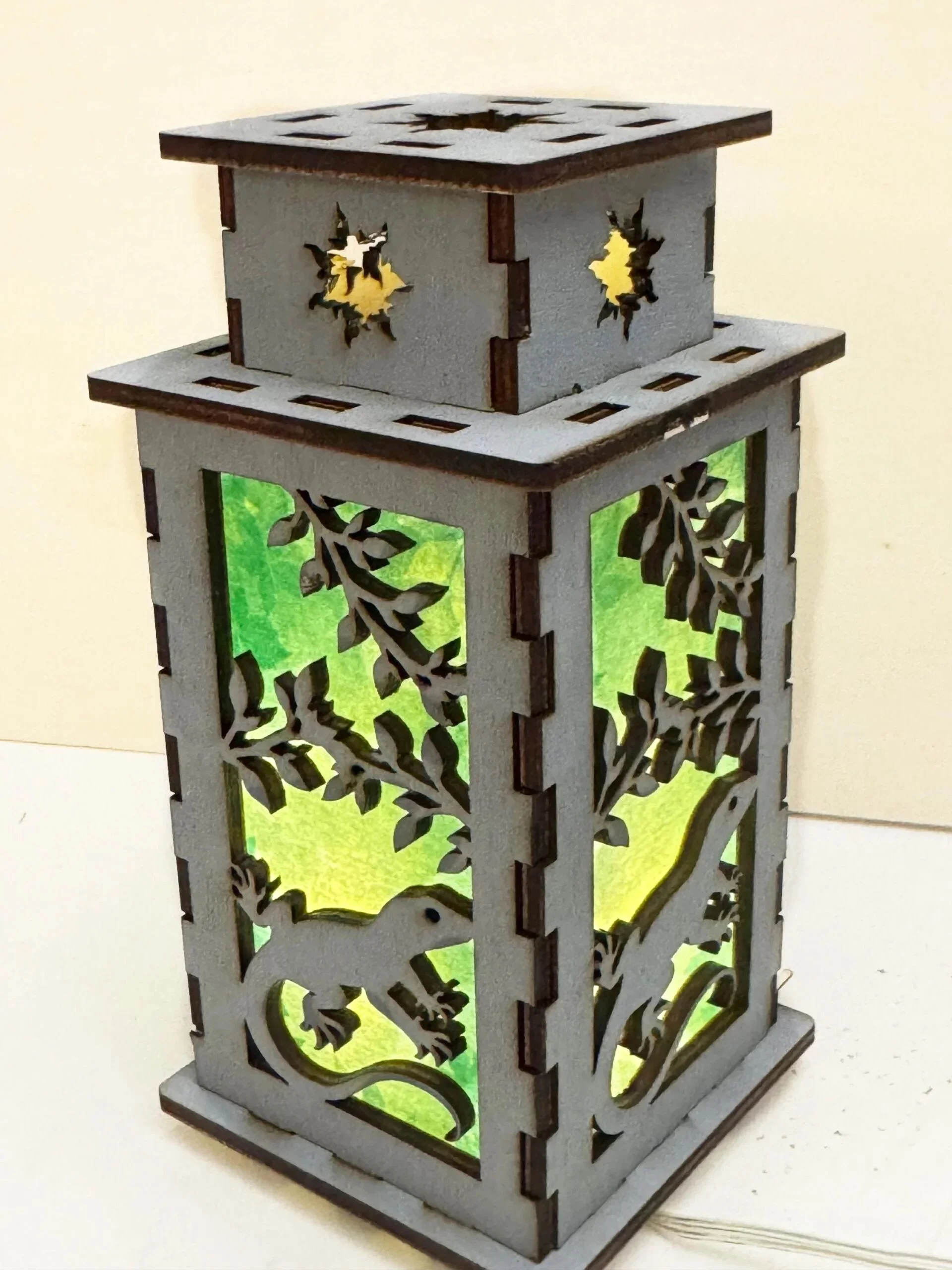 Feline Stroll in the Moonlit Window - Handcrafted Baltic birch night lamp by Artiviesta London