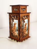 Dog and Cabin Wooden Art Lamp