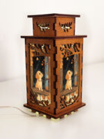 Dog On Window Wooden Art Lamp