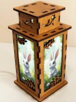 Bunny Meadow Wooden Night Lamp - Rabbit Light Home Deco - Image 3
