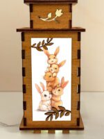 Cute Bunny Group Wooden Night Lamp - Rabbit Light Home Deco