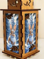Winter Bunny Wooden Night Lamp - Animal Light Home Deco - Image 3