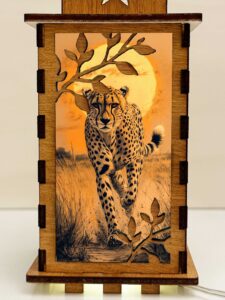 Cheetah Sunset Wooden Night Lamp - Animal Light Home Deco - Image 3