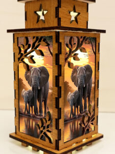 Elephant Sunset Wooden Night Lamp - Animal Light Home Deco - Image 3