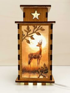 Gazelle Sunset Wooden Night Lamp - Animal Light Home Deco