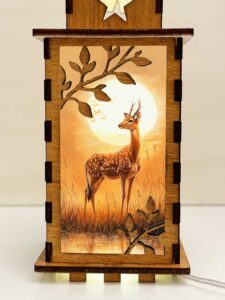 Gazelle Sunset Wooden Night Lamp - Animal Light Home Deco - Image 3