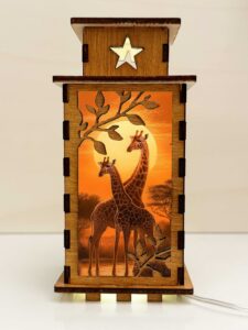 Giraffe Sunset Wooden Night Lamp - Animal Light Home Deco