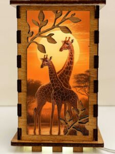 Giraffe Sunset Wooden Night Lamp - Animal Light Home Deco - Image 3