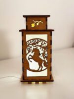 Horse Tree Wooden Night Lamp - Animal Glowing Light Home Deco