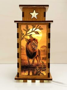 Lion Sunset Wooden Night Lamp - Animal Light Home Deco