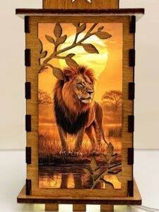 Lion Sunset Wooden Night Lamp - Animal Light Home Deco - Image 3