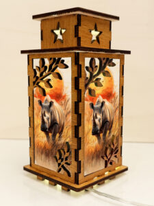 Rhino Sunset Wooden Night Lamp - Animal Light Home Deco - Image 4